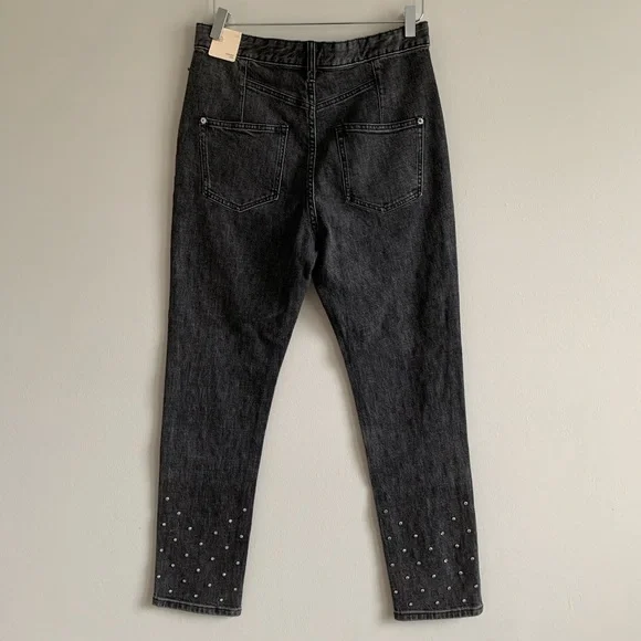 Pilcro Ultra High Rise beaded Straight Leg Jeans Crystal studs